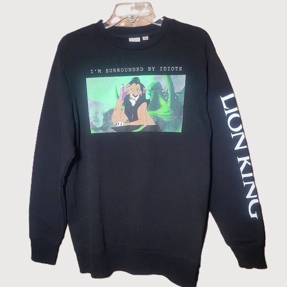 Disney's Lion King "I'm Surrounded by Idiots" Crewneck Black Sweatshirt - S/M - Picture 1 of 10